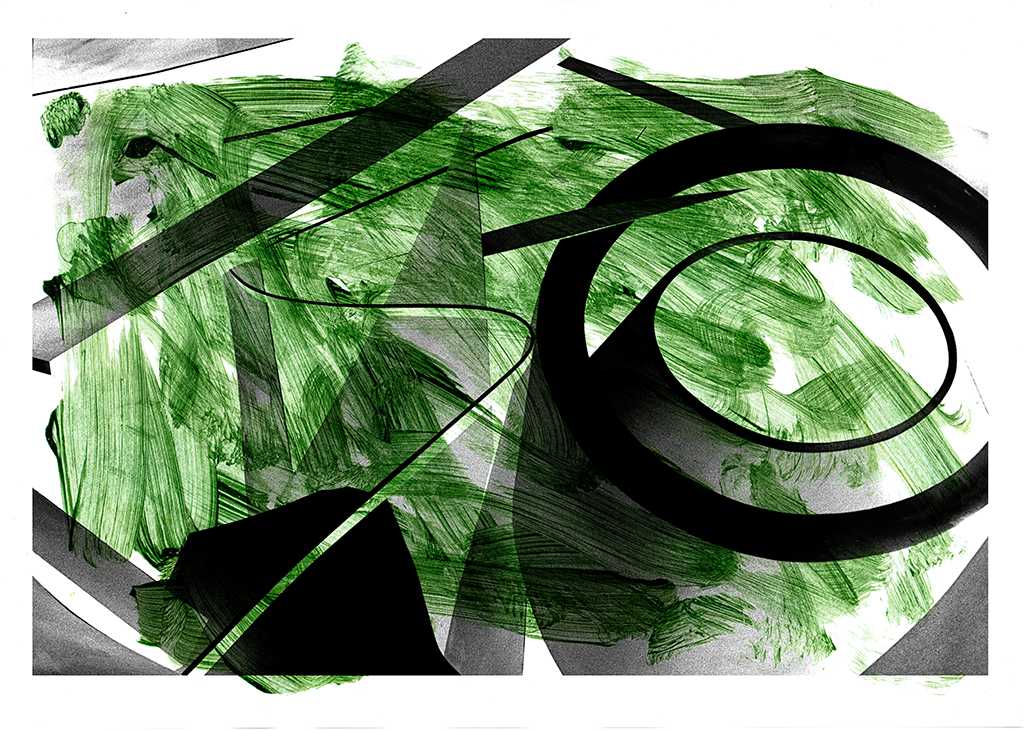Shapes on Green - a geometric abstract work by Gottfried, Berlin